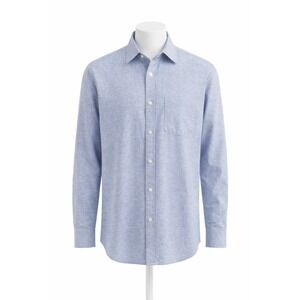 Banana Republic Shirt Mens Medium M Blue Linen Slim Fit Long Sleeve Casual